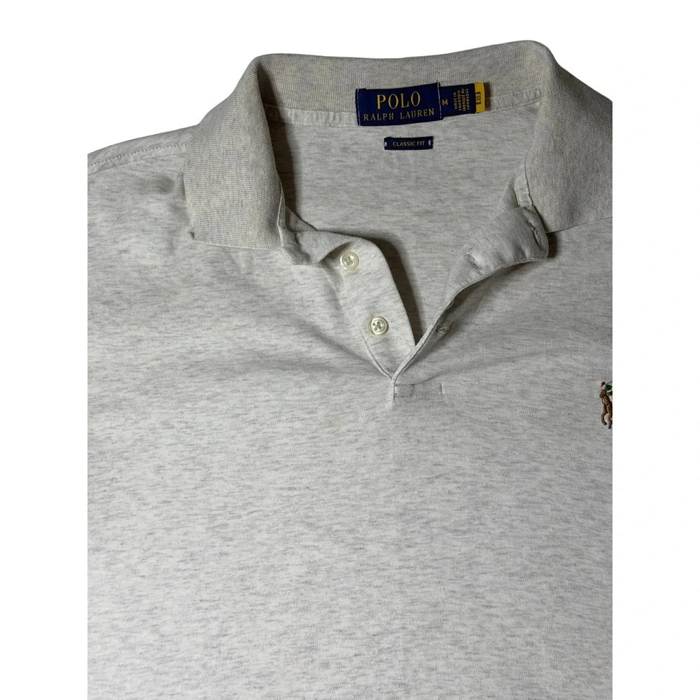 Polo Ralph Lauren Mens Classic Fit Polo Shirt Grey Heather XL Short Sleeve Pony